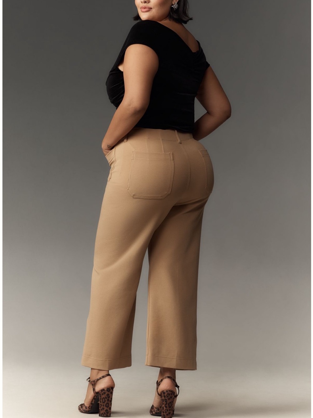 Maeve for Anthropologie Colette Knit High-Rise Wide-Leg Cropped Pant PLUS SIZE - Picture 3 of 11